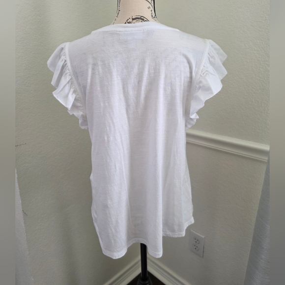 White Ruffle Sleeve Top - Picture 5 of 6